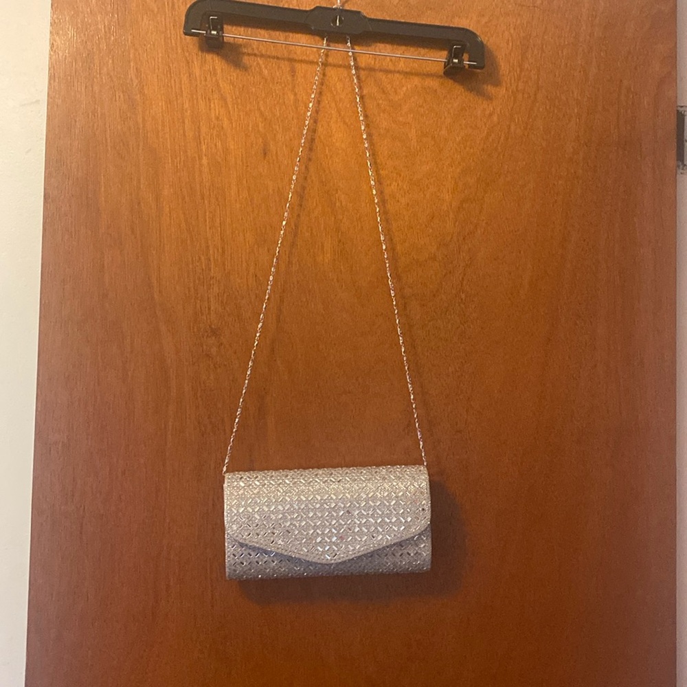 Silver purse with rhinestones